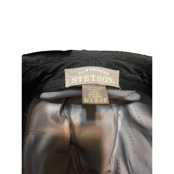 All American Stetson Fedora Hat Black 100% polyester Size L/XL NWOT Herringbone - Picture 5 of 5